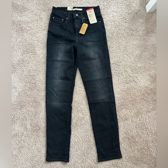 Levi's 724 High-Rise Slim Straight Women's Dark Gray Jeans - Picture 2 of 5